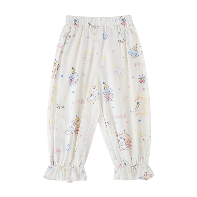 【萌趣乐园】童装夏季梭织棉九分防蚊休闲裤35228002