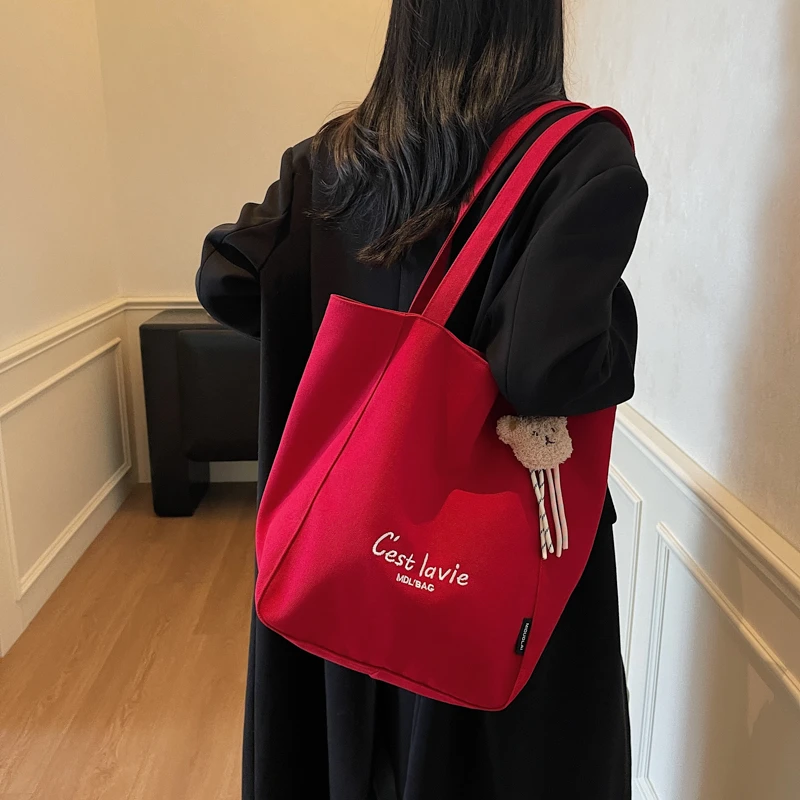 大容量包包女2025新款韩系ins单肩托特包学生上课通勤包