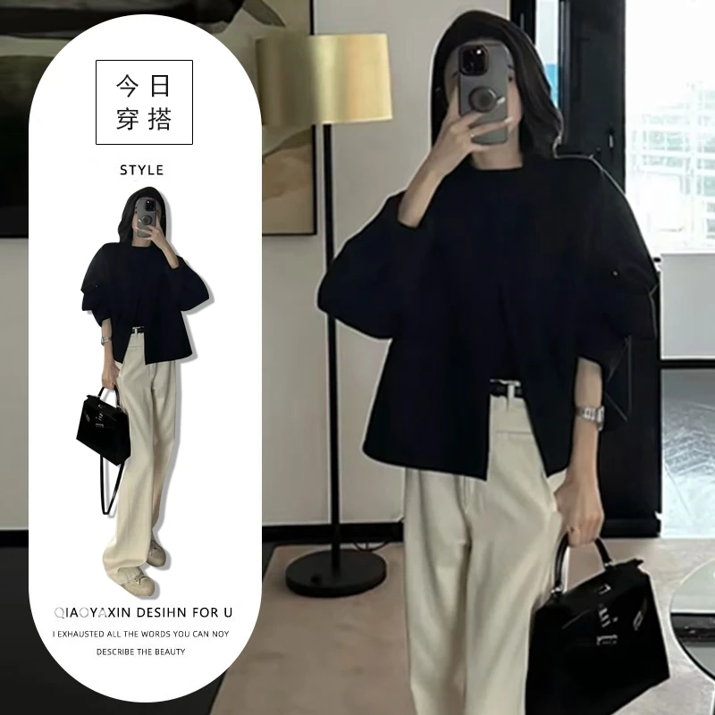 高级感女装冷淡风套装早春时尚气质开衫外套+高腰遮胯垂感休闲裤