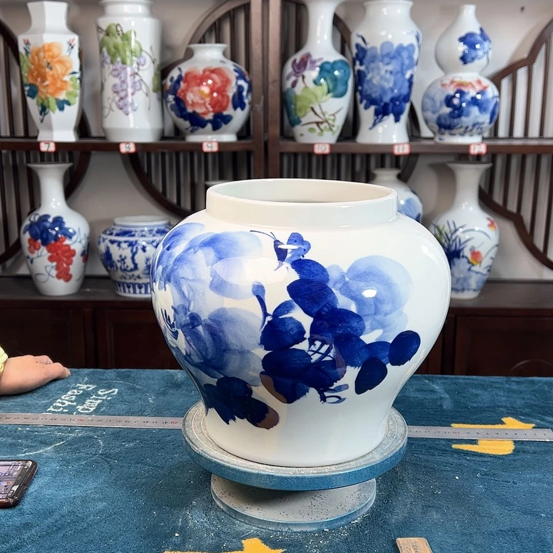 摆件景德镇陶瓷大口青牡