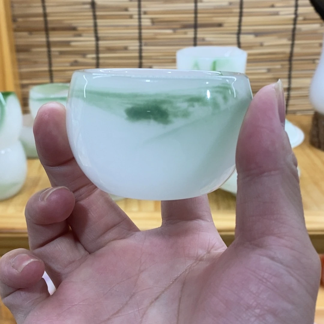 琉璃手工艺品飘绿小杯