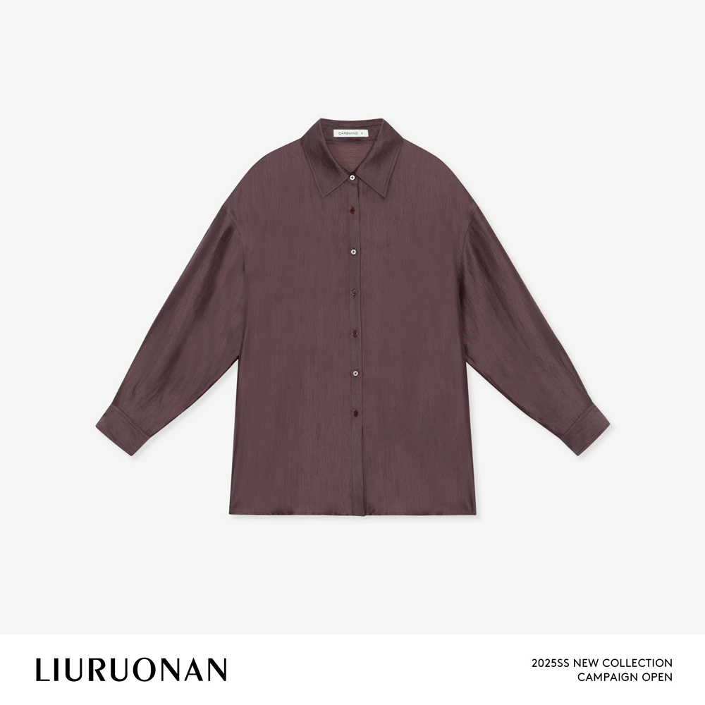 LIURUONAN 25SS【香草醉咖衬衫】极简轻薄顺滑设计polo领宽松衬衫女