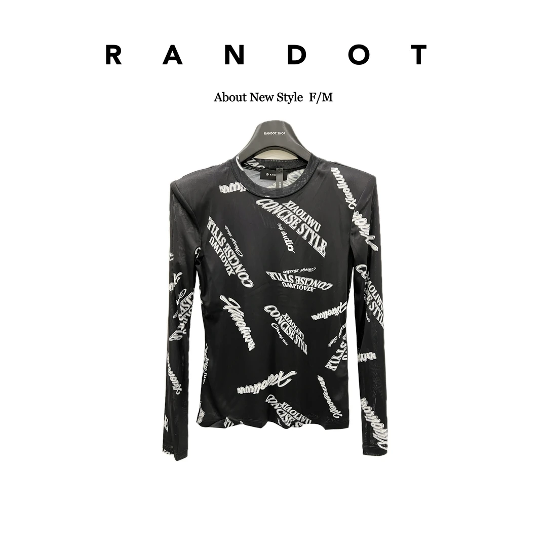 RΛNDOT「字条网纱」原创设计师款字母印花图案网纱防晒长袖上衣T001