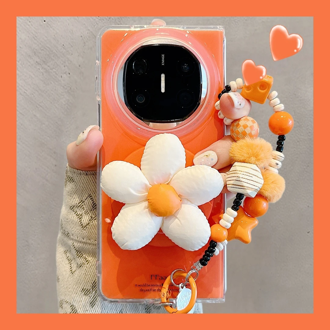 适用于华为mateX6新款折叠屏手机壳小众简约橙色双层壳典藏版磁吸