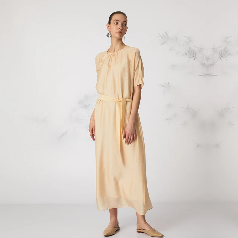 【粉丝专享】Bouthentique时空胶囊 真丝绉短袖连衣裙223251D1S12