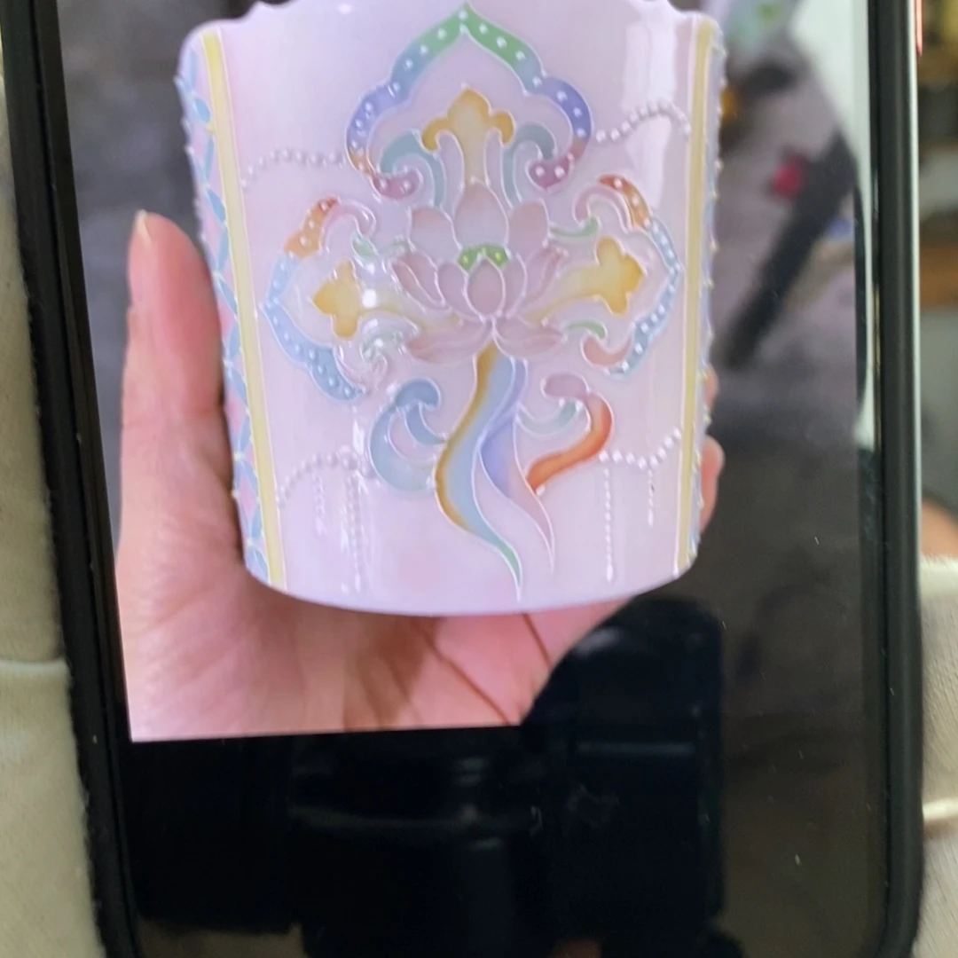 日***亿瓷片高随行杯加底部景德镇釉下彩手绘
