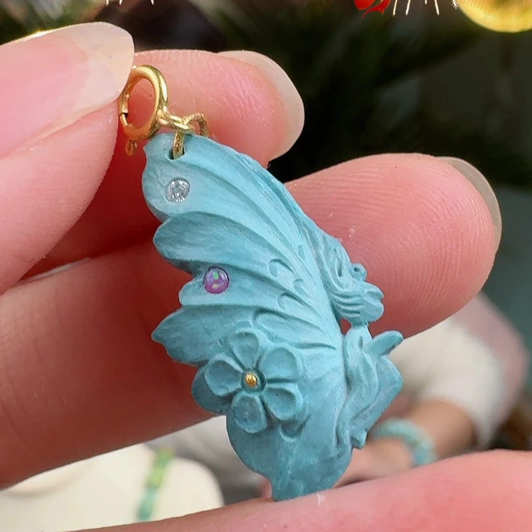 绿松石珠宝奇石18K金镶嵌