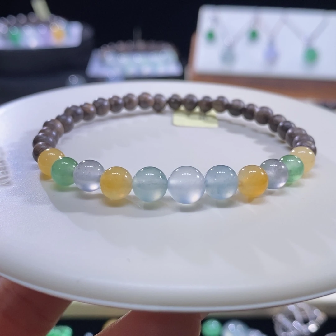 翡翠未镶嵌颈饰翡翠缤纷色系小珠搭配