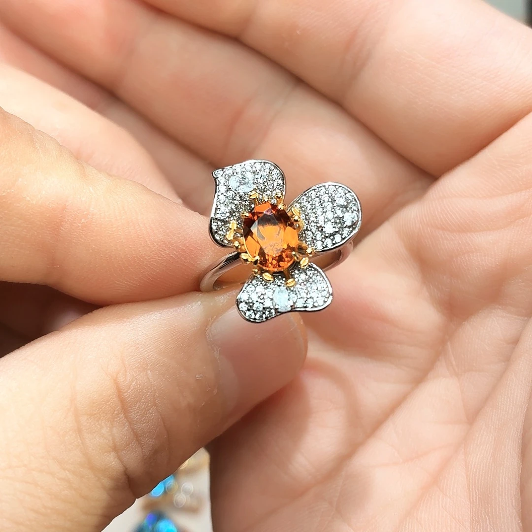 戒指水晶银S925镶嵌