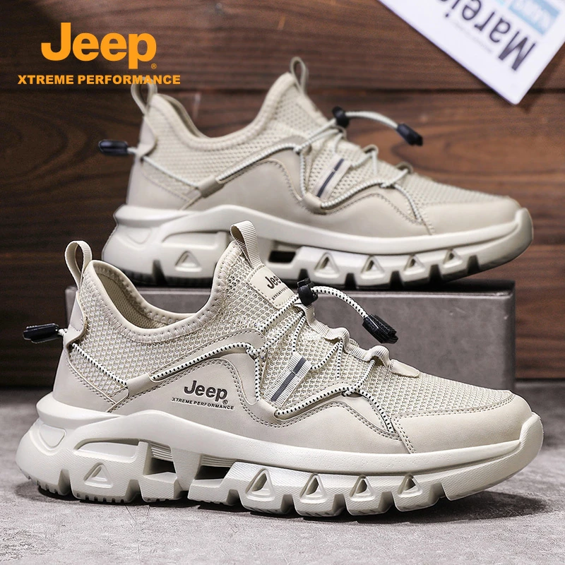 Jeep吉普男士网面运动鞋2025冬季新款透气舒适厚底防滑耐磨休闲鞋
