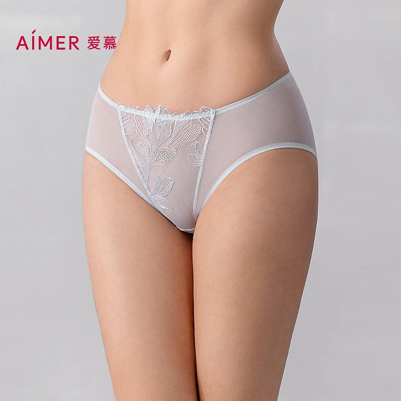 爱慕一路生花内裤女款轻薄透气蕾丝性感内裤中腰平角裤AM23A991