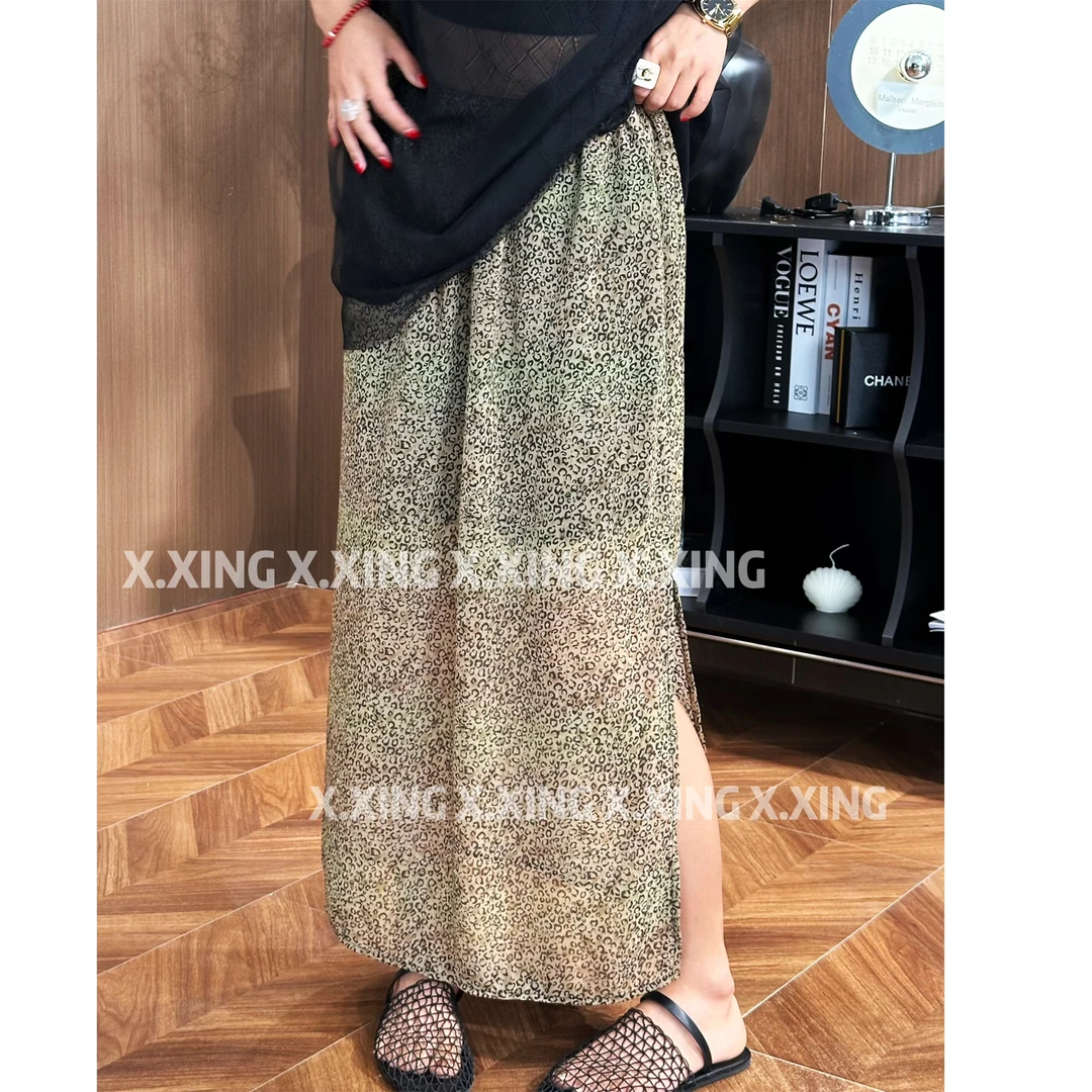 X.x.韩系豹纹半身裙女夏装新款高腰显瘦A字短裙子C13-027