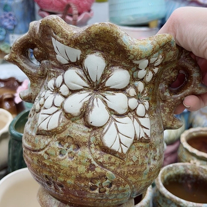 多肉绿植陶瓷花盆9.9包邮，有孔