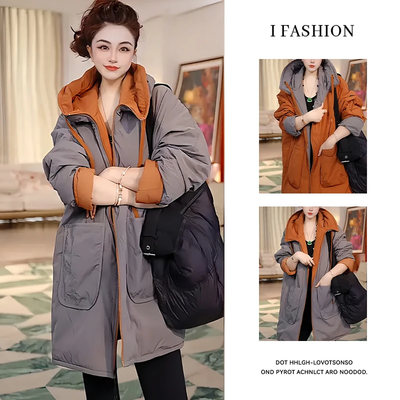 加厚保暖时尚双面穿连帽棉衣2025秋冬季新款爆款宽松显瘦棉袄外套