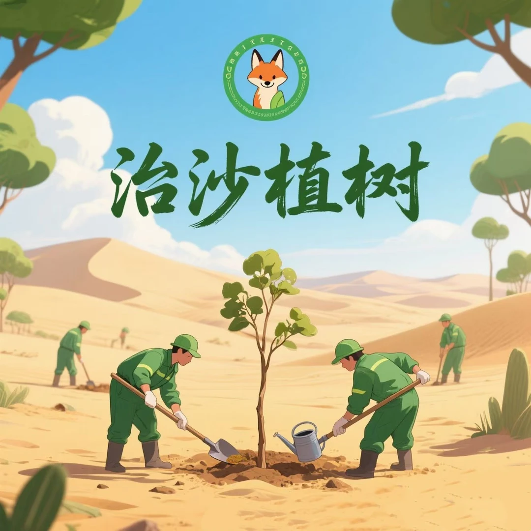 植树治沙主题明信片l