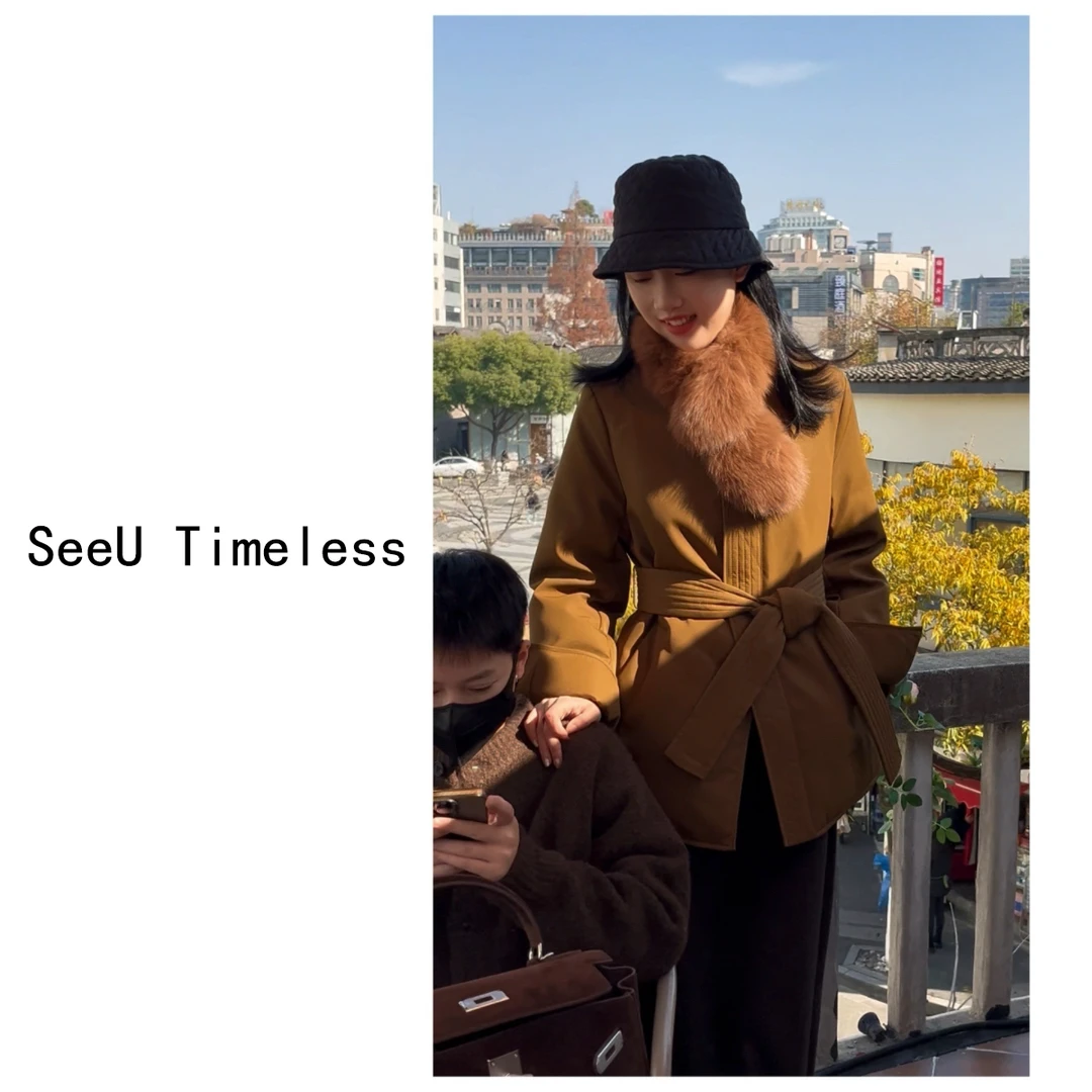 SeeU Timeless【鎏金岁月】冬款时尚气质中长款新中式老钱风羽绒服