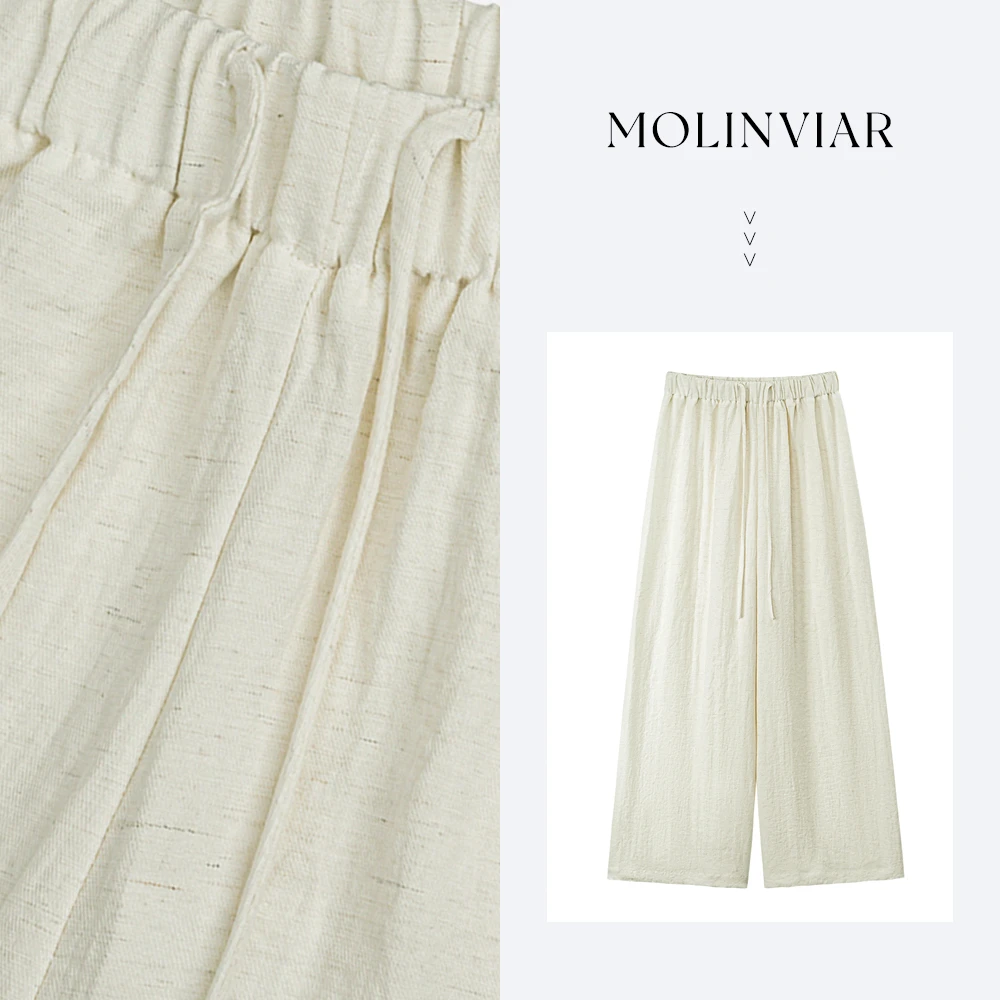 夏天必穿|【棉麻裤】薄款直筒阔腿裤松紧腰显瘦裤子女