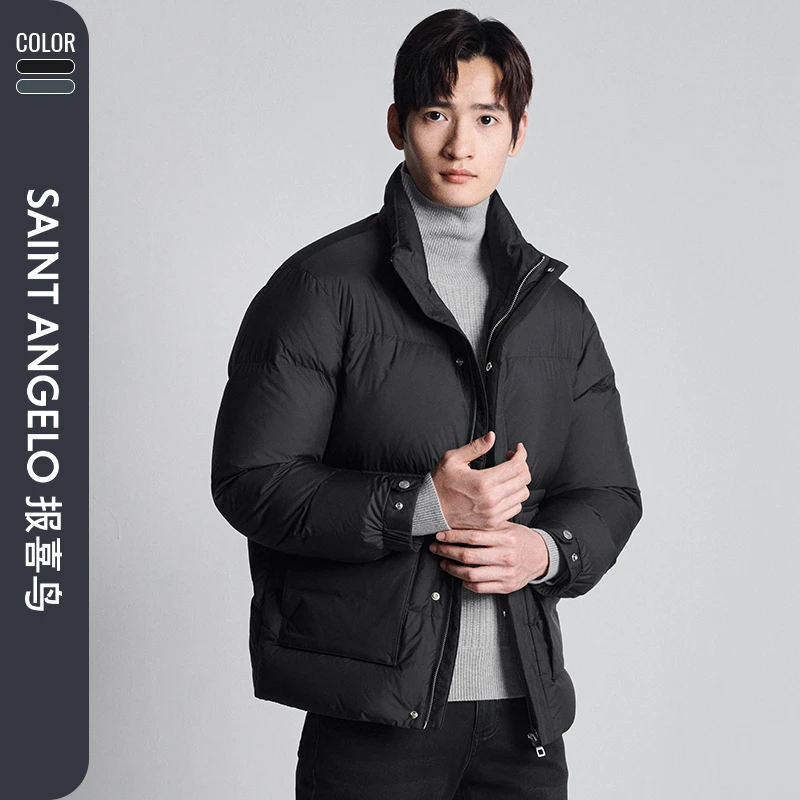 【明星同款】报喜鸟冬季新款时尚立领羽绒服上衣白鸭绒面包服厚款