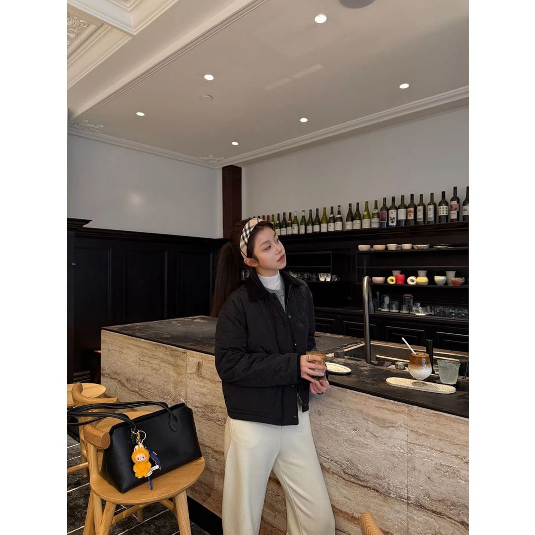 Multi Math菱格棉服/两面穿老钱风显瘦保暖内灯芯绒夹克休闲外套