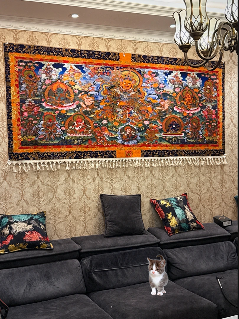 【西藏包邮】1*2.2米民族风装饰背景布藏式挂画墙布挂毯黄财神