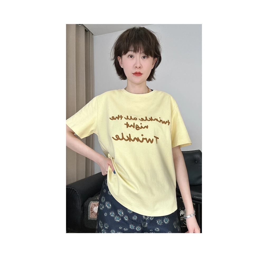 清货*【慕斯蛋糕】宽松刺绣款设计款短袖T恤
