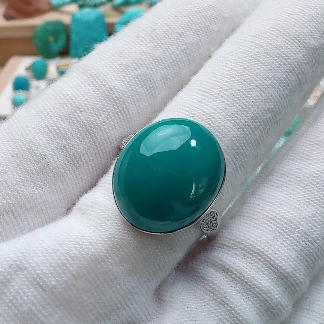 绿松石银S925镶嵌戒指