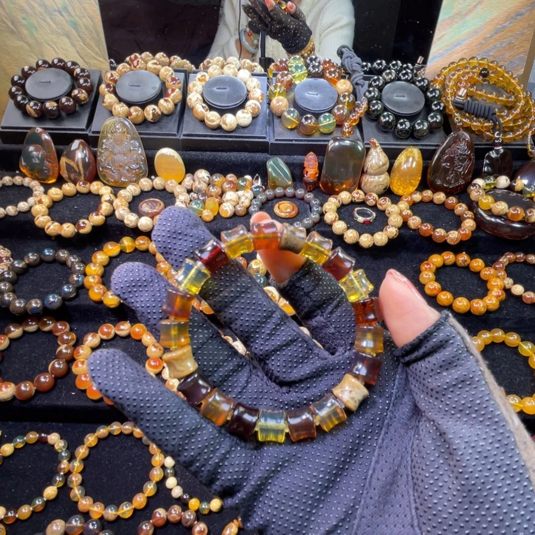 琥珀未镶嵌手串竹节