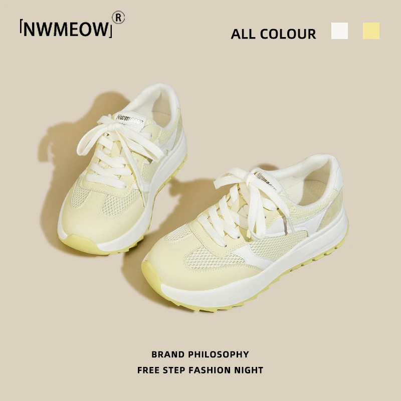 Nwmeow老爹鞋女2025春夏季新款厚底休闲运动百搭透气增高小白鞋子