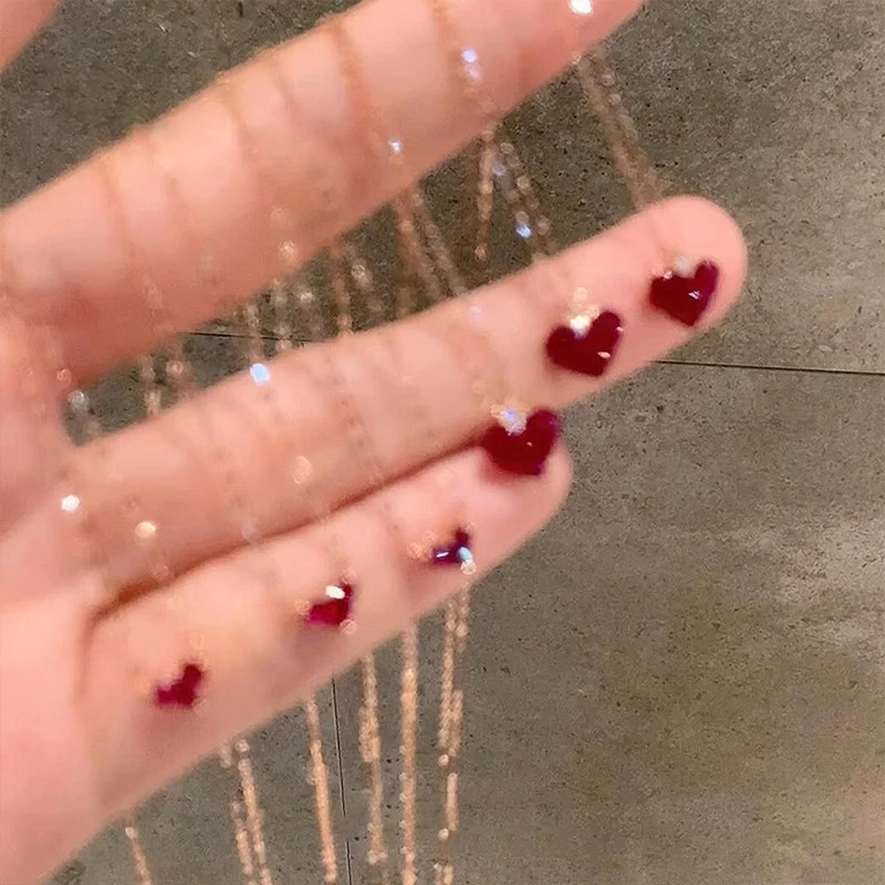 铜合金项链 红色爱心项链女轻奢ins小众锁骨链2025新款爆款高级感