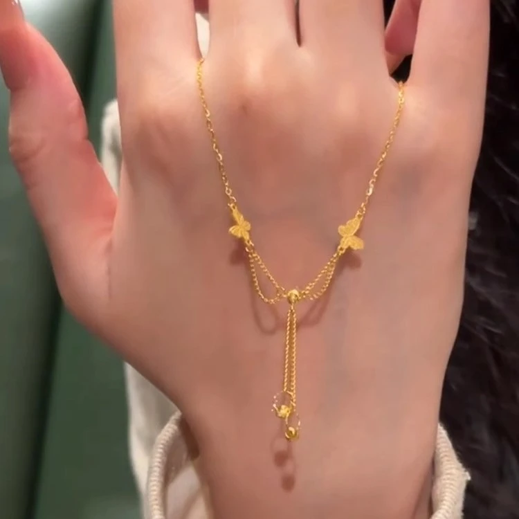 铜合金项链 轻奢蝴蝶流苏项链小众精致风高级感时尚百搭锁骨链ins