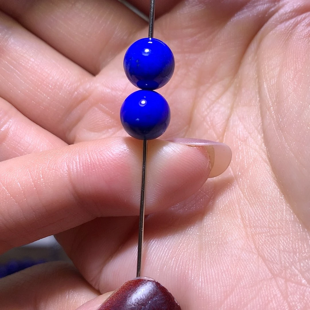 青金石未镶嵌天然原矿单圆珠8.8 m