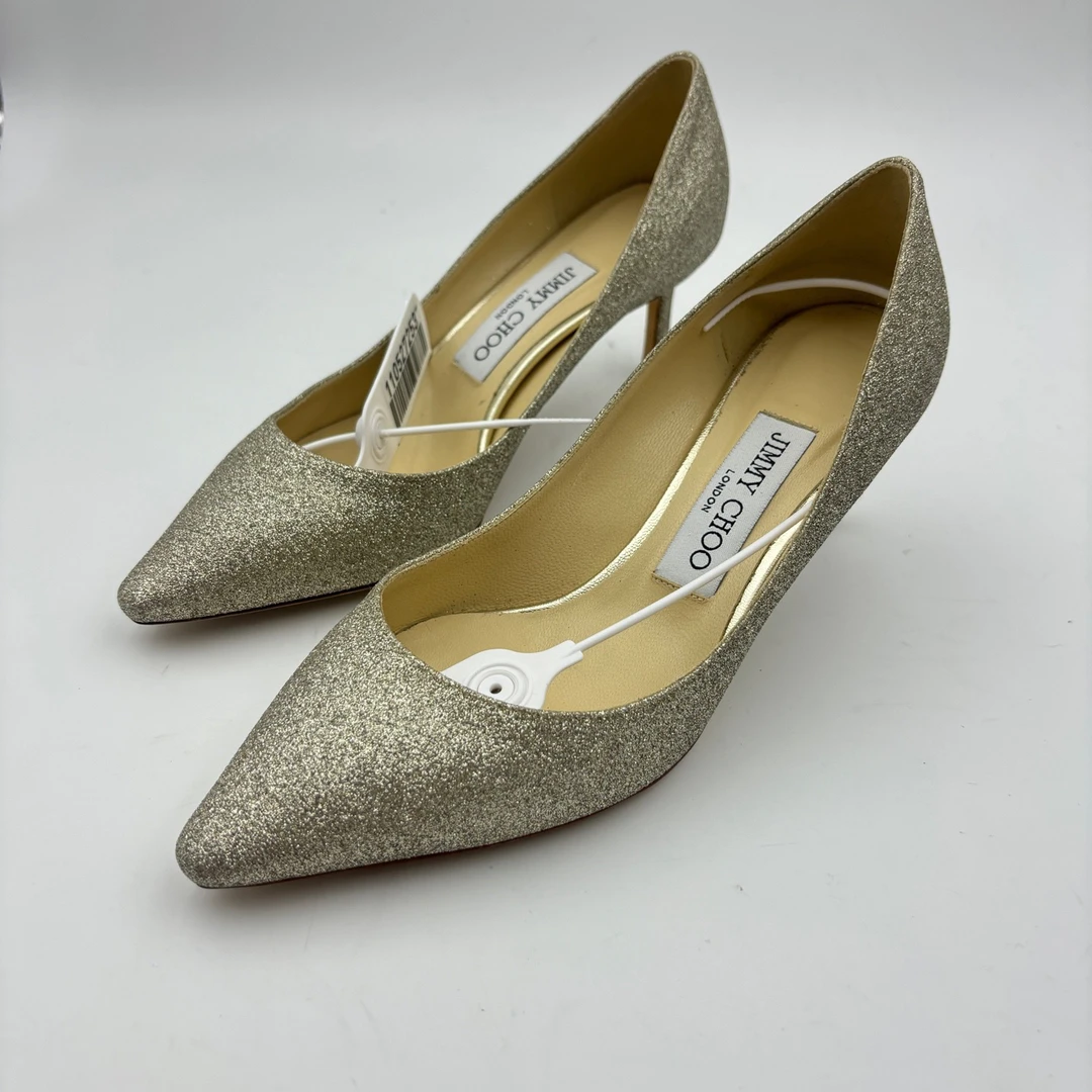 99新 JIMMY CHOO/吉米周 36码/jc银色闪粉高跟鞋/无盒/99新