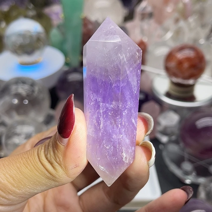 未镶嵌珠宝半成品水晶49紫水晶双尖长6.5宽2.1