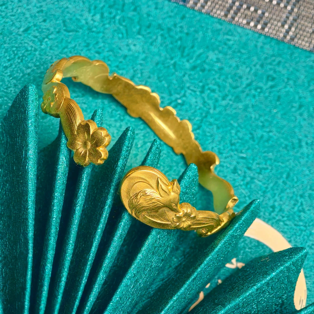 足银手镯 古法九尾狐手镯纯手工打造小众时尚款樱花手环送女友