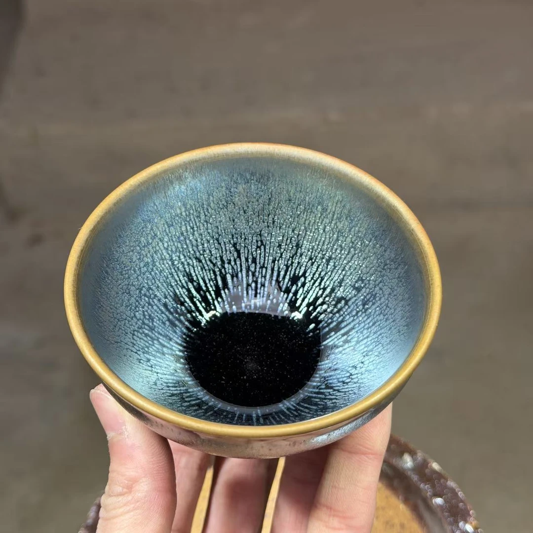 建窑建盏 银油滴 茶盏主人杯 电烧