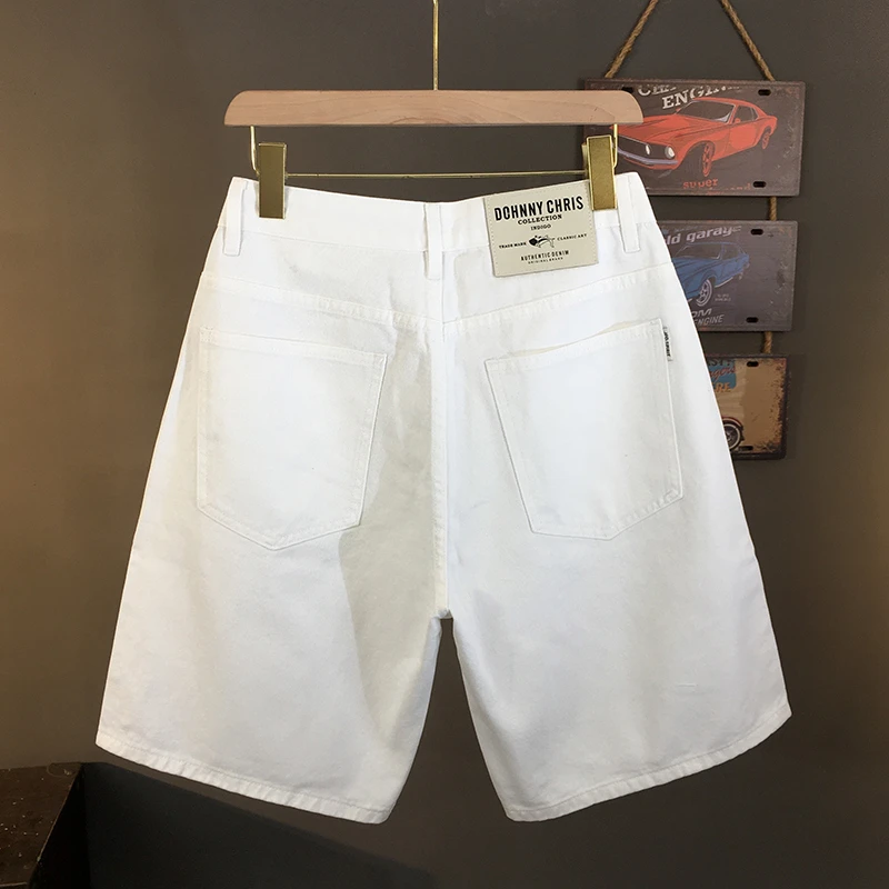 One What纯棉牛仔短裤男2025夏季新款高端休闲百搭宽松直筒五分裤