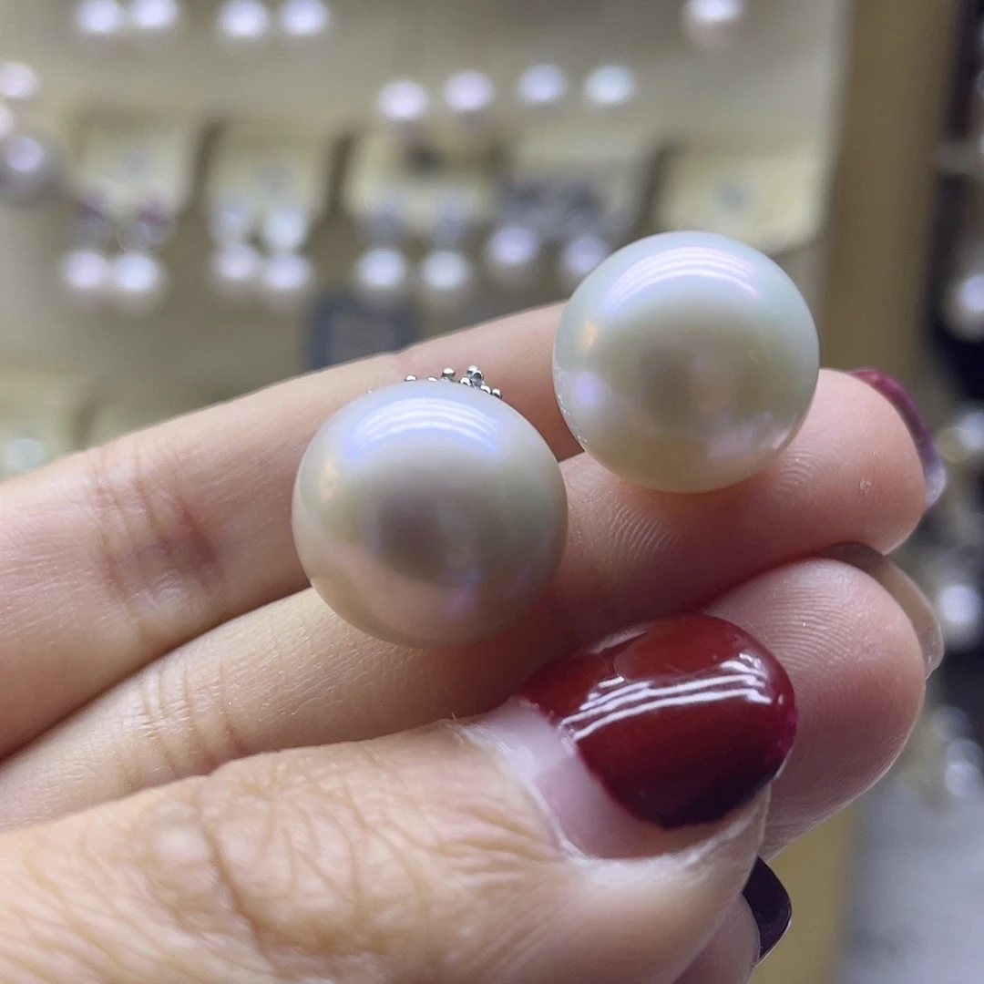 淡水珍珠耳饰银S925镶嵌
