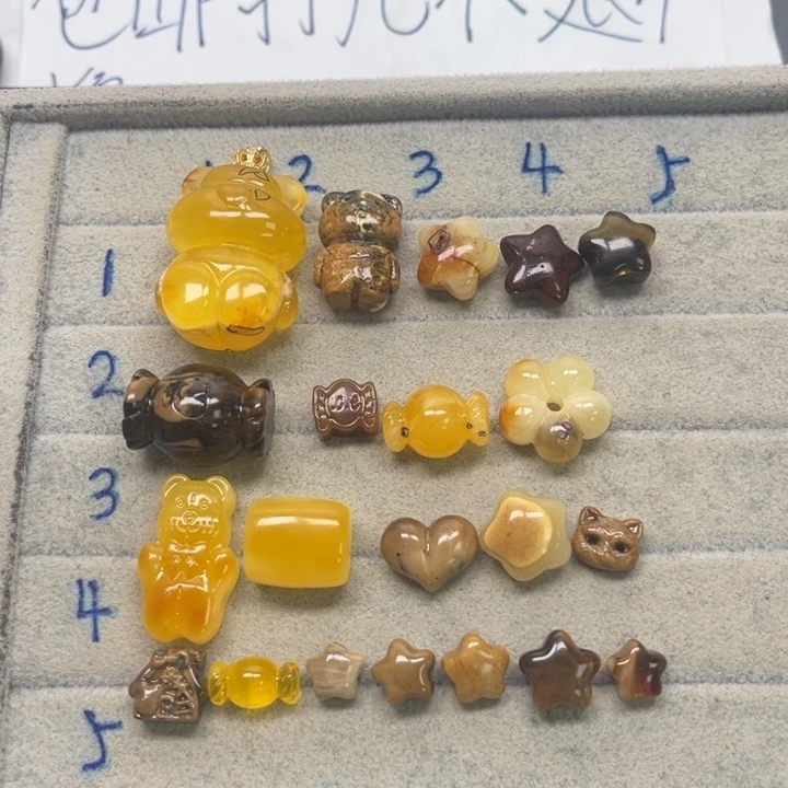 裸石琥珀未镶嵌嘻***玩天然蜜蜡配件