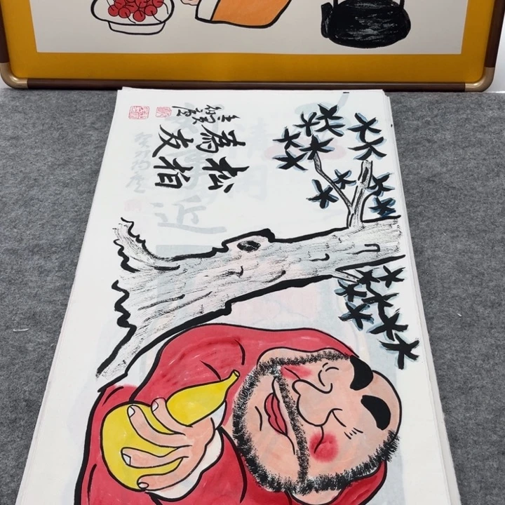 国画手绘禅意画一物一拍