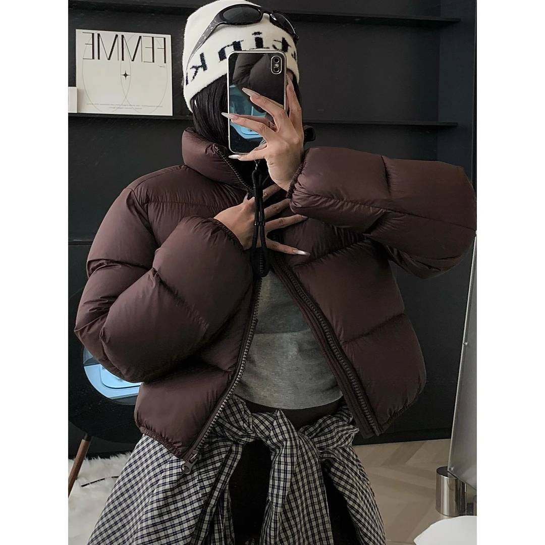 羽绒服外套95白鸭绒女士短款今年秋季新款立领面包服加厚时尚女款