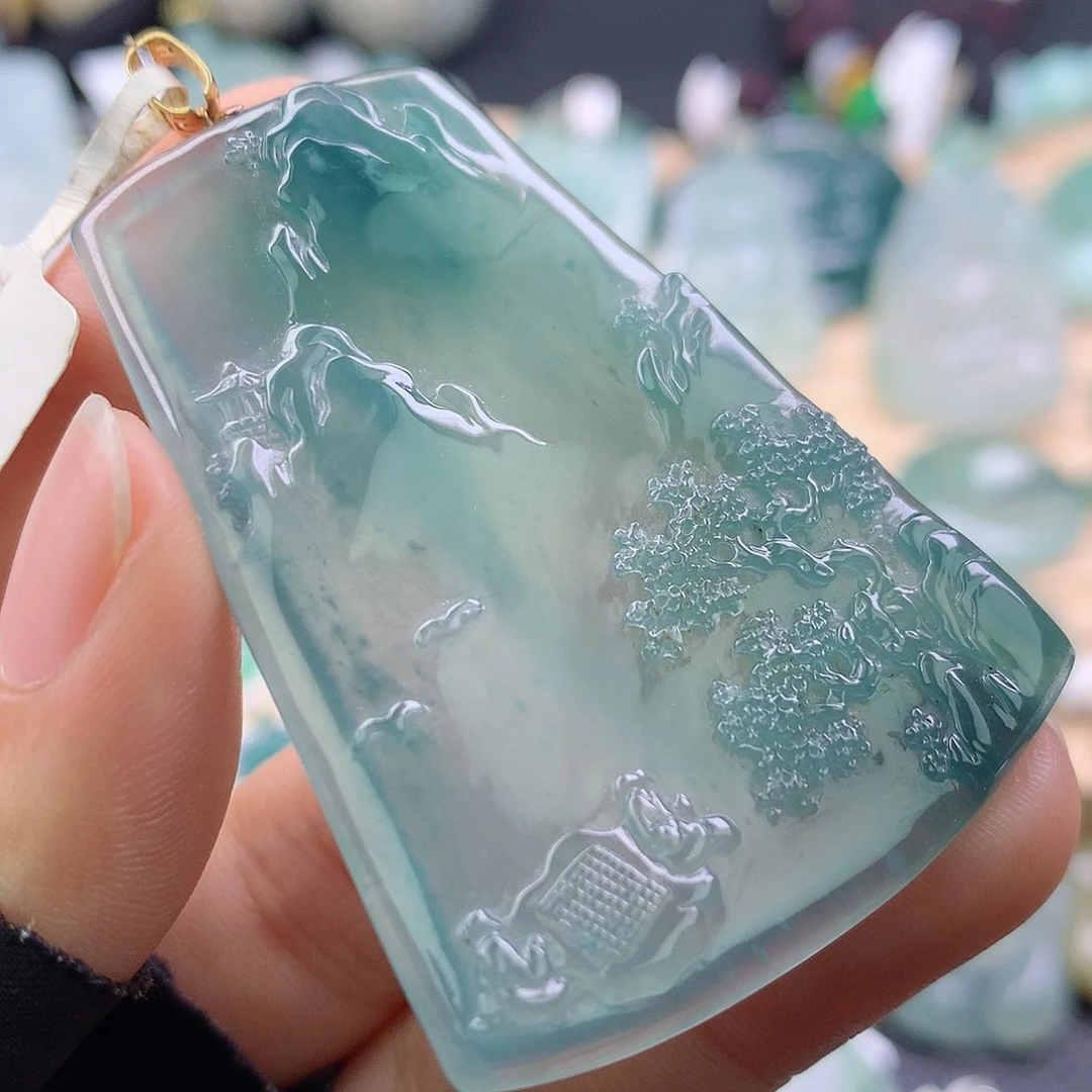 【闪购商品】翡翠18K金镶嵌颈饰翡翠吊坠