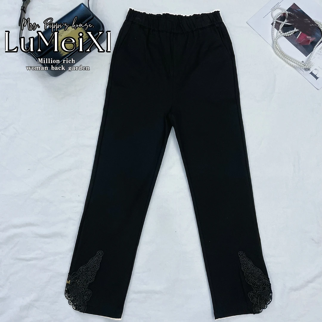 LMXPPJ【气质蝴蝶九分裤】2025新款气质休闲显瘦小个子九分裤子H507