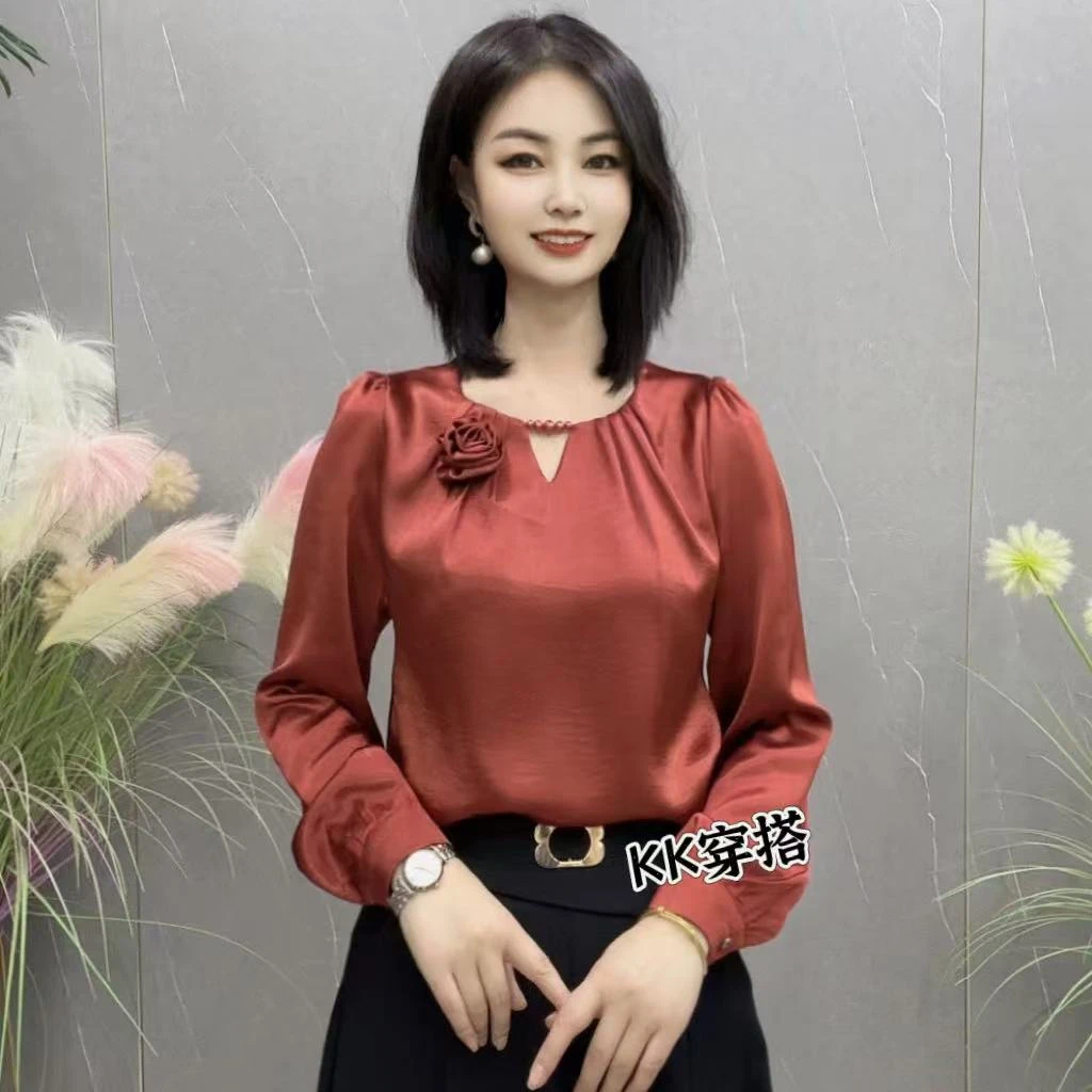 【KK】BX2086春季新款洋气百搭长袖时尚显瘦花朵款衬衫