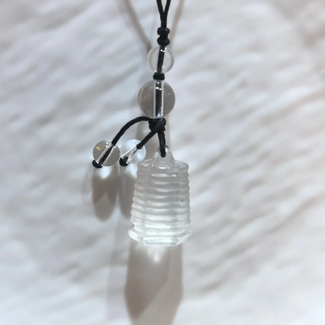 天然白水晶吊坠雕刻文昌塔吊坠手机挂件百搭时尚男女学生水晶礼物