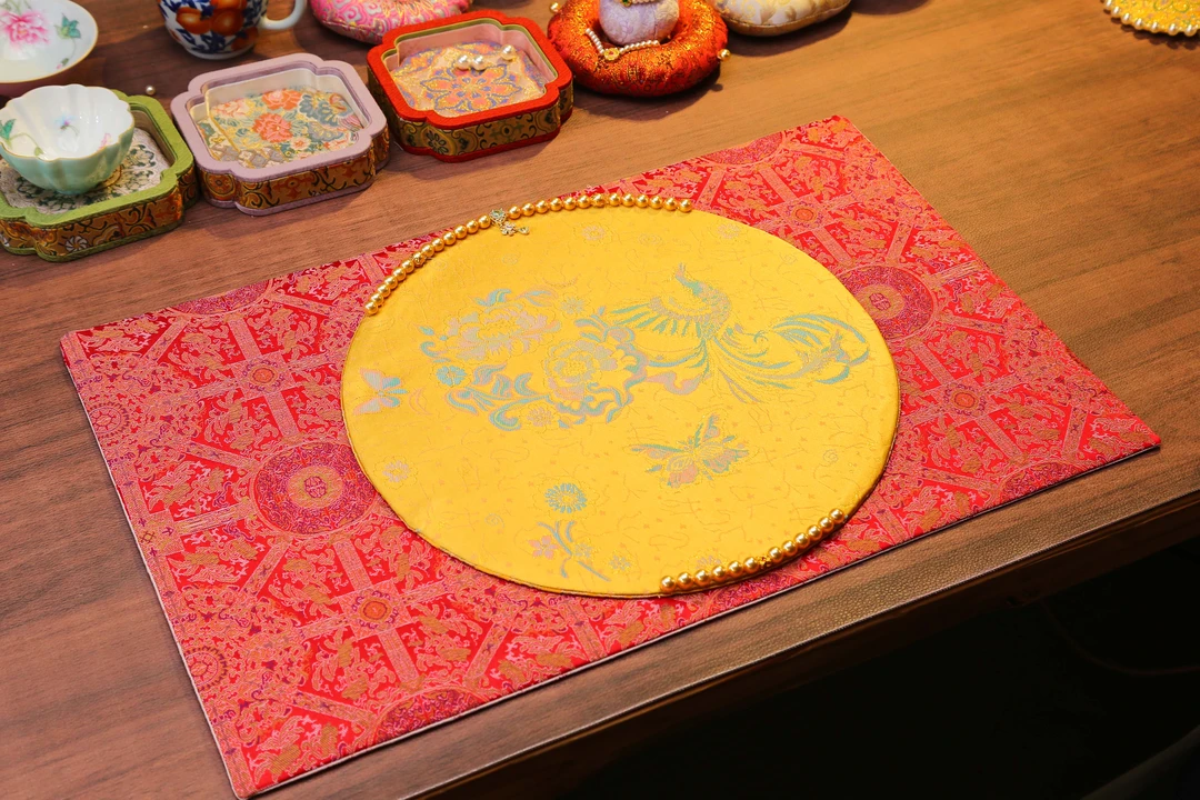 CX320 织锦缎  凤凰 轻奢高档手工茶席 中式茶壶杯垫