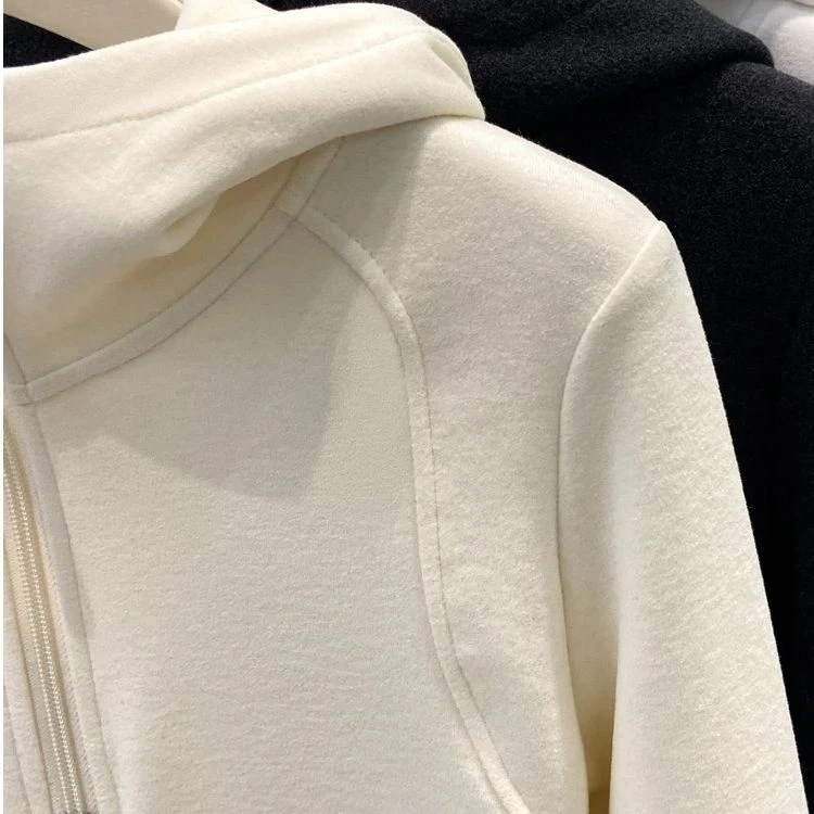 La Chapelle/无货连帽女装打底衫半拉链加绒上衣新款帽衫卫衣