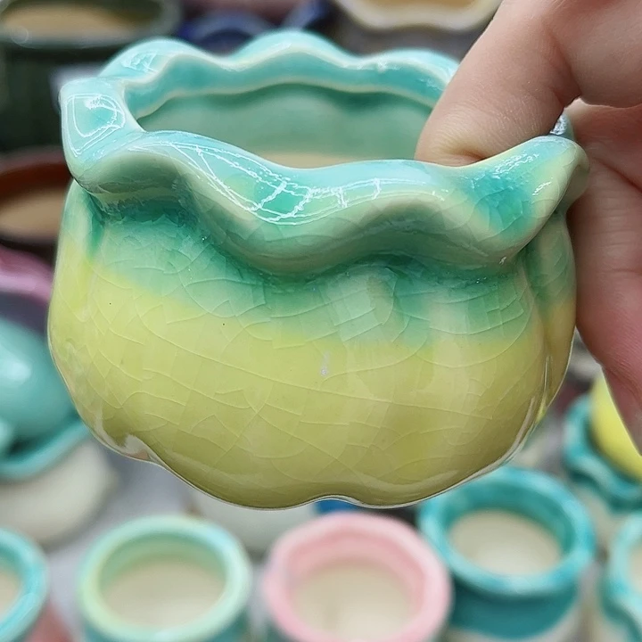 多肉绿植陶瓷花盆9.9包邮，有孔