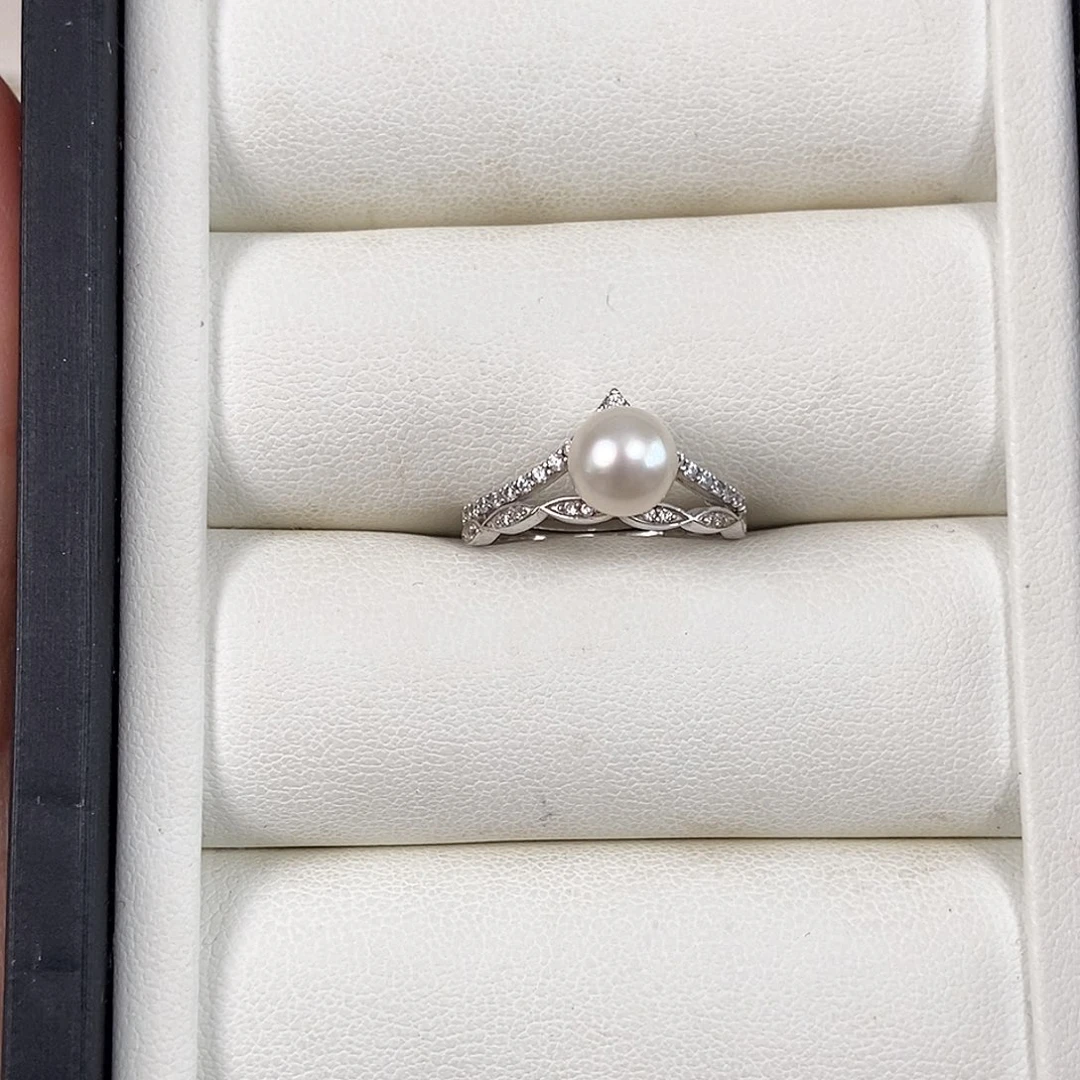 海水珍珠戒指银S925镶嵌