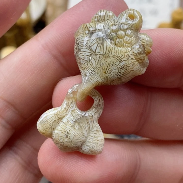 颈饰未镶嵌硅化珊瑚（珊瑚玉）