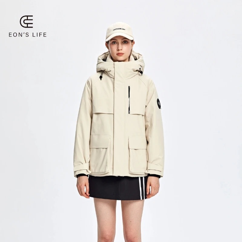 EON‘S LIFE厚款保暖长袖连帽时尚简约运动风羽绒服MX137